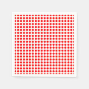 Red on White Small Horizontal Polka Dots Paper Napkin