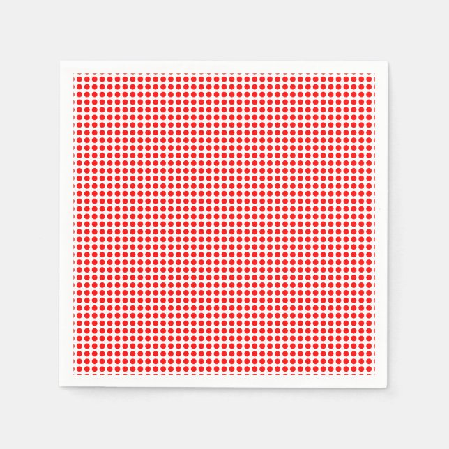 Red on White Small Horizontal Polka Dots Paper Napkin (Front)