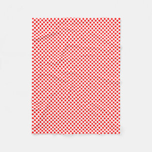 Red on White Small Size Polka Dots Fleece Blanket