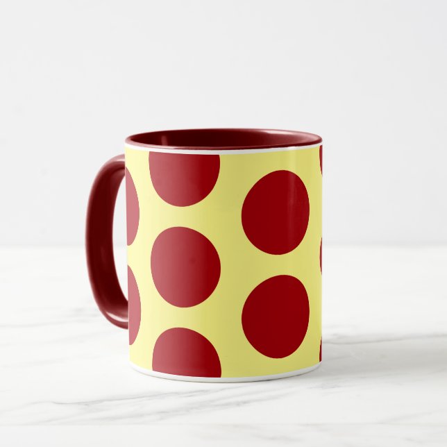 Red on Yellow Polka Dot Art Mug Cup (Front Left)