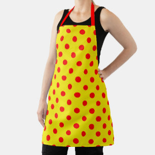 Red On Yellow Polka Dots Pattern Design Apron
