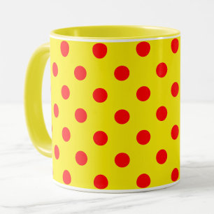 Red On Yellow Polka Dots Pattern Design  Mug