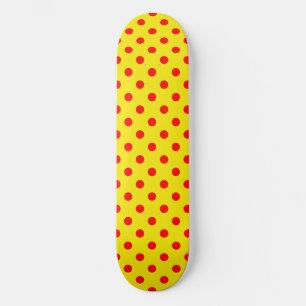 Red On Yellow Polka Dots Pattern Design Skateboard