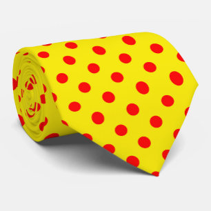 Red On Yellow Polka Dots Pattern Design Tie
