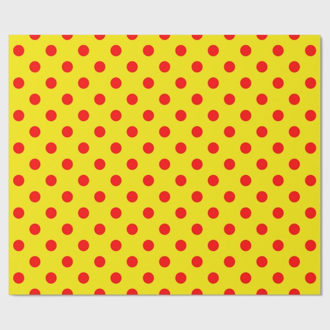 Red On Yellow Polka Dots Pattern Design  Wrapping Paper (Flat)