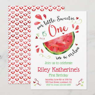 Red One in a Melon 1st Birthday Invitation