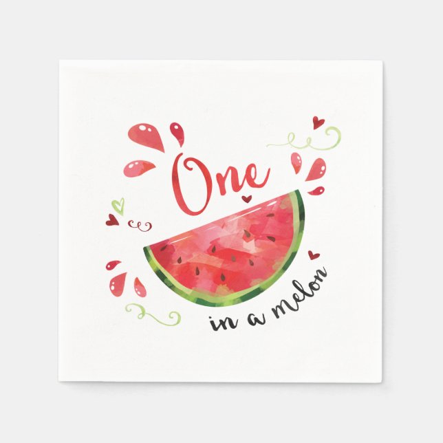 Red One in a Melon 1st Birthday Party Napkins (Front)