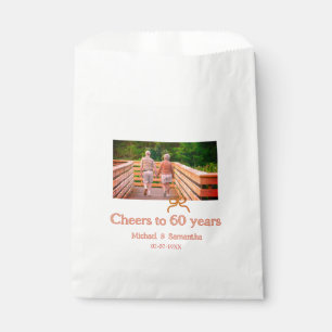 red or bow cheers to 60 years anniversary wedding  favour bags