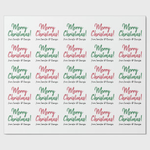 Red or Green Handwriting-Like "Merry Christmas!" Wrapping Paper