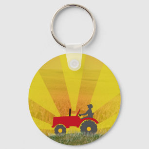 Red or Green Tractor Keychain