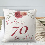 Red Orang Rose Watercolor Floral 70th Birthday Cushion<br><div class="desc">Red Orang Rose Watercolor Floral 70th Birthday Throw Pillow. Floral 70th birthday pillow for her. Watercolor roses and twigs in red and orange colours. Personalise the pillow with your name and age.</div>