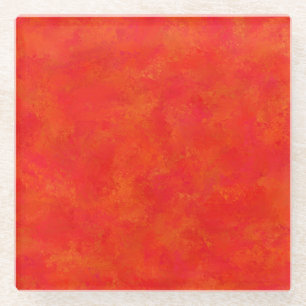 Red Orange Abstract Pattern Glass Coaster