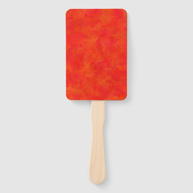 Red Orange Abstract Pattern Hand Fan (Front)
