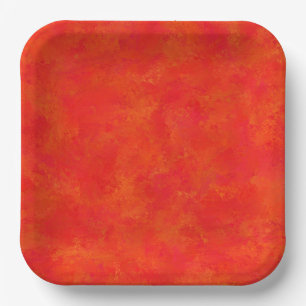 Red Orange Abstract Pattern Paper Plate