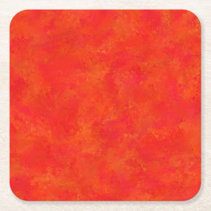 Red Orange Abstract Pattern Square Paper Coaster