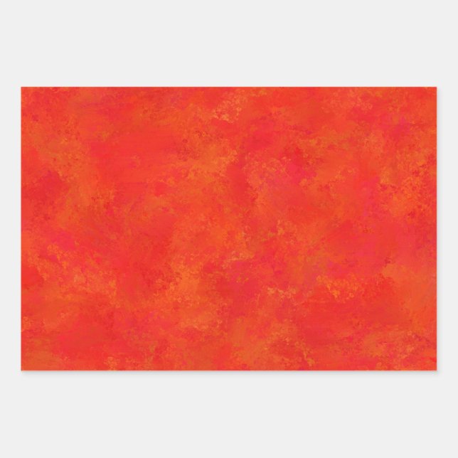 Red Orange Abstract Pattern Wrapping Paper Sheet (Front)