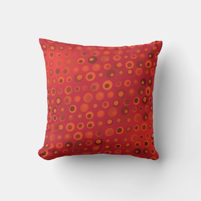 Red Orange and Brown Dots Texture Cushion (Front)
