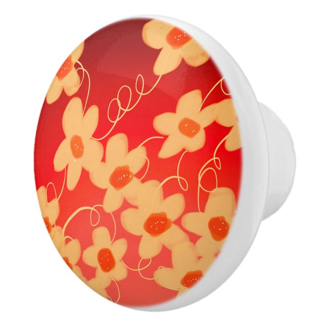 Red Orange And Cream Cabinet Pull (Right)