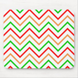 Red, Orange and Green Chevron Pattern Mouse Mat