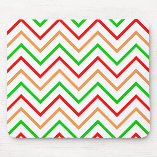 Red, Orange and Green Chevron Pattern Mouse Mat (Front)
