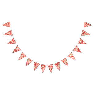 Red, orange, and pink textured patterns and motifs bunting 