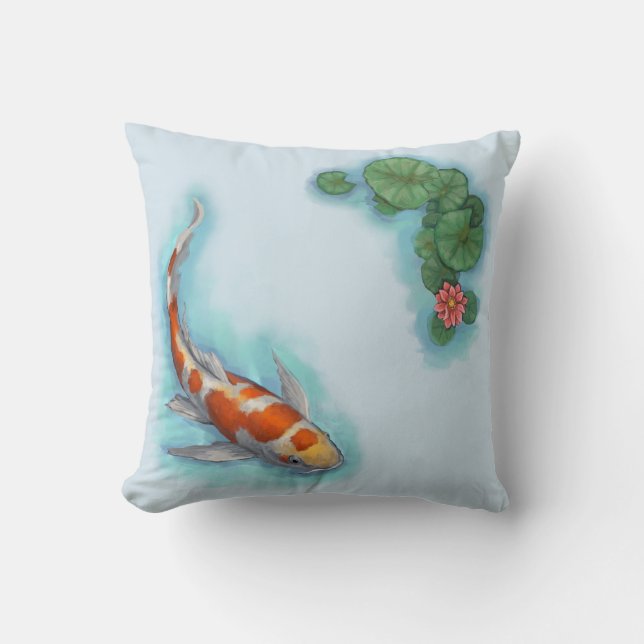 Red, Orange, and White Koi Fish Cushion (Front)