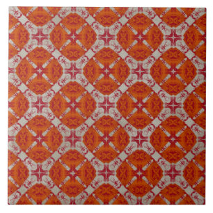 Red, Orange, and White Mid Century Modern Pattern Tile