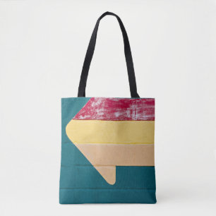 Red, orange, and yellow arrow signage tote bag