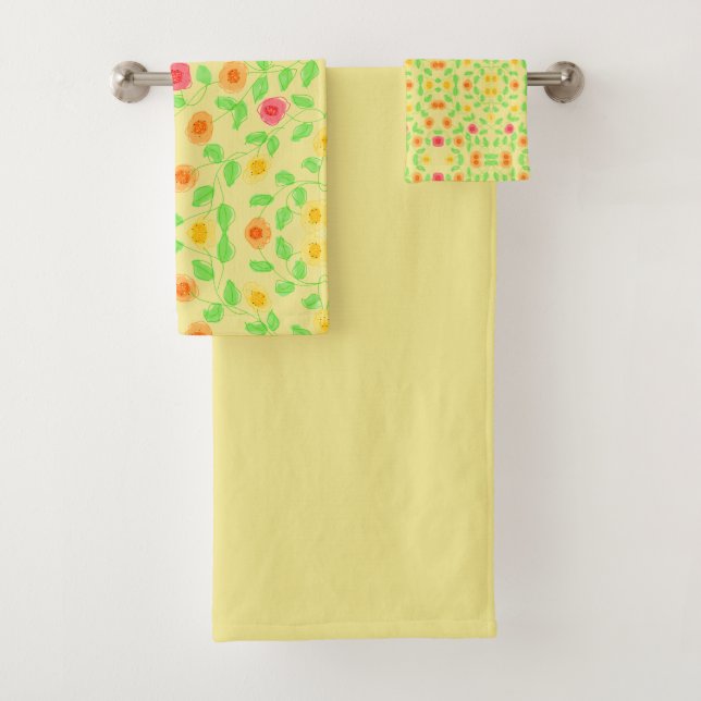Red Orange and Yellow Bath Towel Set (Insitu)