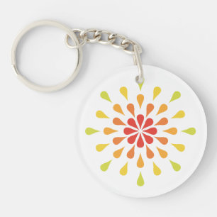 Red, orange and yellow teardrops key ring