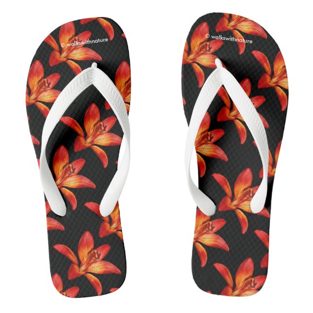 Red Orange Asiatic Lilies Gran Paradiso Flip Flops (Footbed)