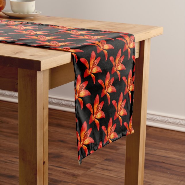 Red Orange Asiatic Lilies Gran Paradiso Short Table Runner (In Situ)