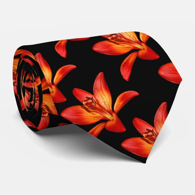 Red Orange Asiatic Lilies Gran Paradiso Tie (Rolled)