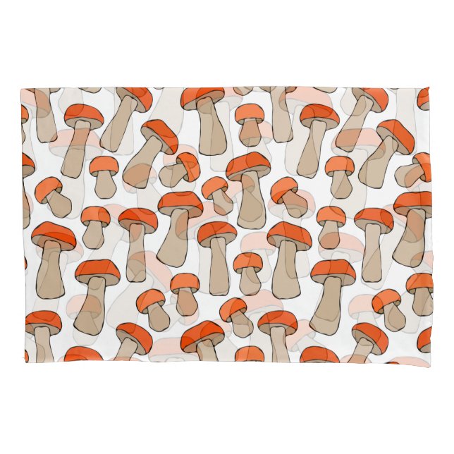 Red Orange Aspen Mushrooms Pattern Pillowcase (Front)