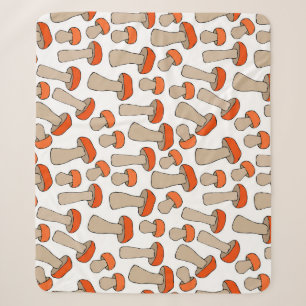 Red Orange Aspen Mushrooms Pattern Sherpa Blanket