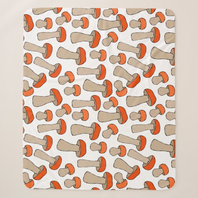 Red Orange Aspen Mushrooms Pattern Sherpa Blanket (Front)
