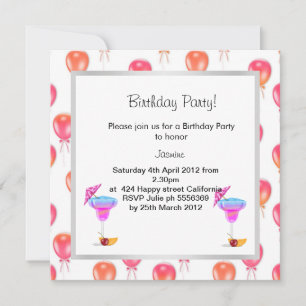 red orange balloon BIRTHDAY PARTY INVITATION 2