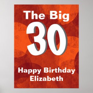 Red Orange Birthday Poster