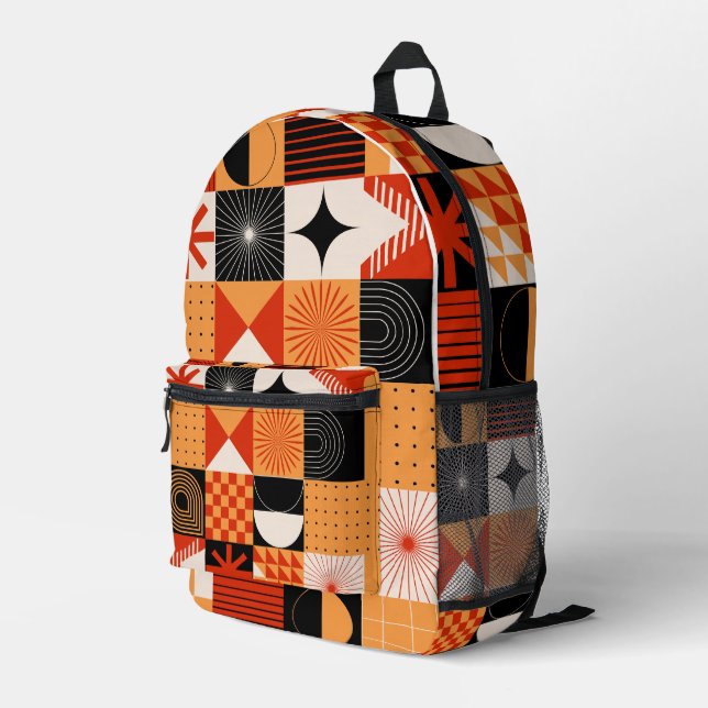 Red Orange Black Geometric Bag  (Back Corner Right)