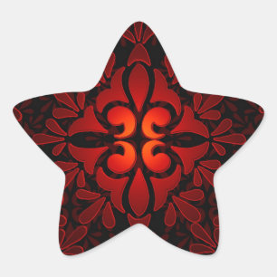 Red Orange Black Modern Geometric Design Star Sticker