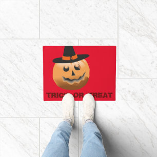red orange black, pumpkin witch halloween doormat