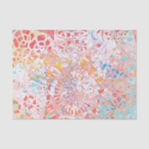 Red Orange Blue Abstract Floral Tissue Paper