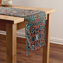 Red Orange Blue Aqua Turquoise Hip Bohemian Art