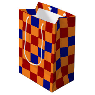 Red Orange Blue Checkered Pattern Design Medium Gift Bag