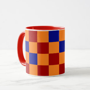 Red Orange Blue Checkered Pattern Design Mug