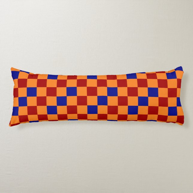 Red Orange Blue Chequered Pattern Design  Body Cushion (Front)