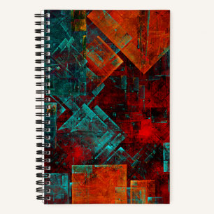 Red Orange Blue Squares Abstract Art Notebook