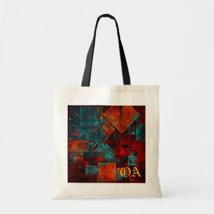 Red Orange Blue Squares Abstract Art Tote Bag