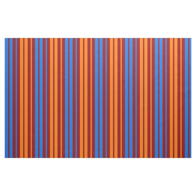 Red Orange Blue Vertical Stripes Design   Fabric (Fat Quarter)