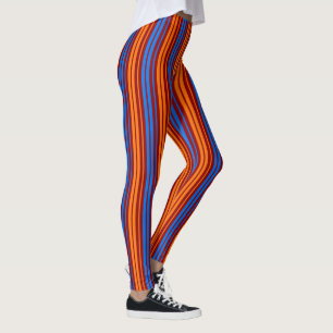 Red Orange Blue Vertical Stripes Design Leggings
